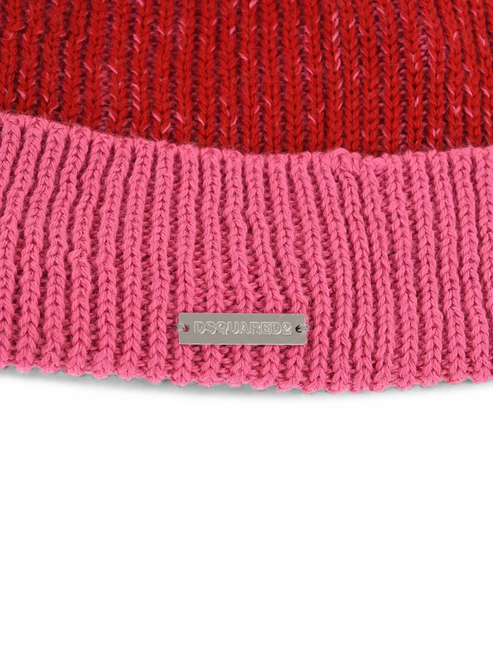 DSQUARED2 KIDS pom-pom ribbed beanie hat Rood