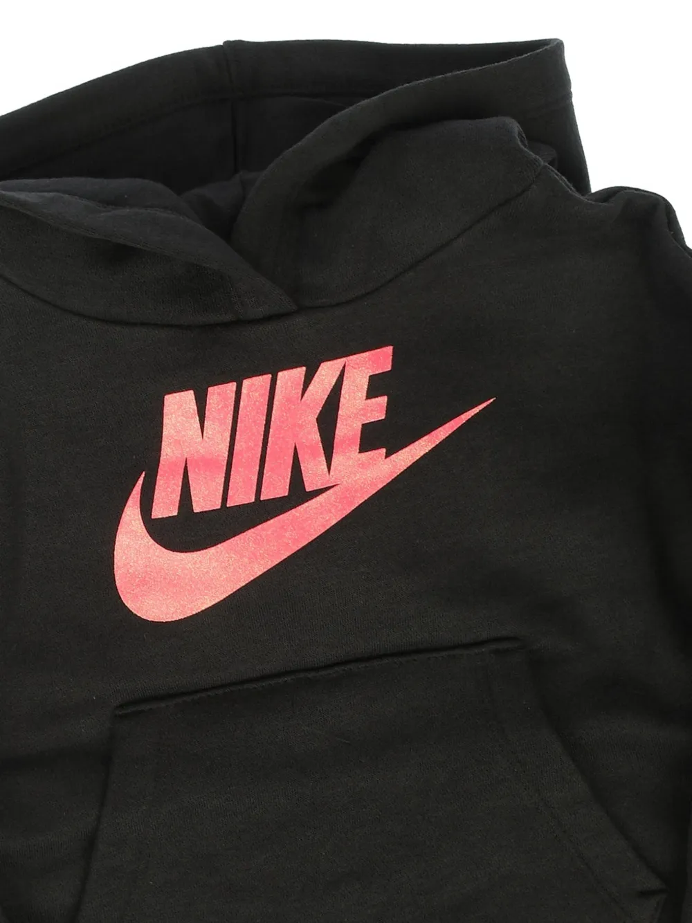 Nike Kids Futura Fleece logo-print hoodie Zwart