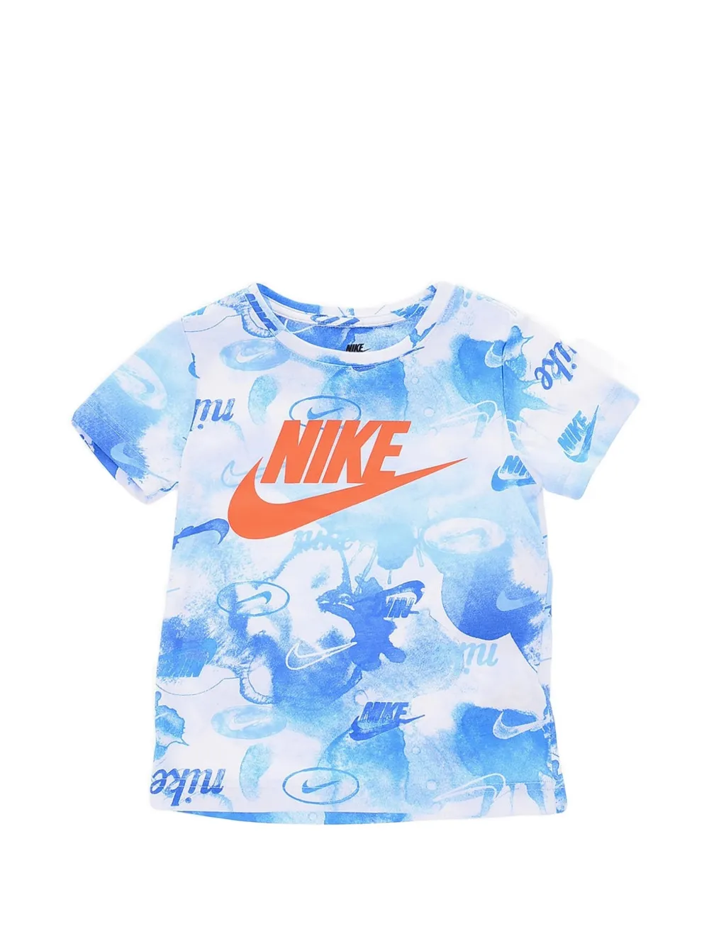 Nike Kids logo-print T-shirt and shorts set Blauw