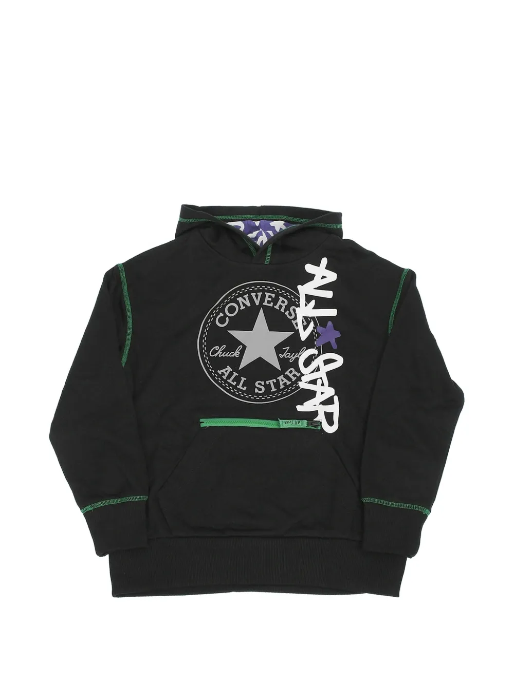 Converse Kids logo-print hoodie Zwart