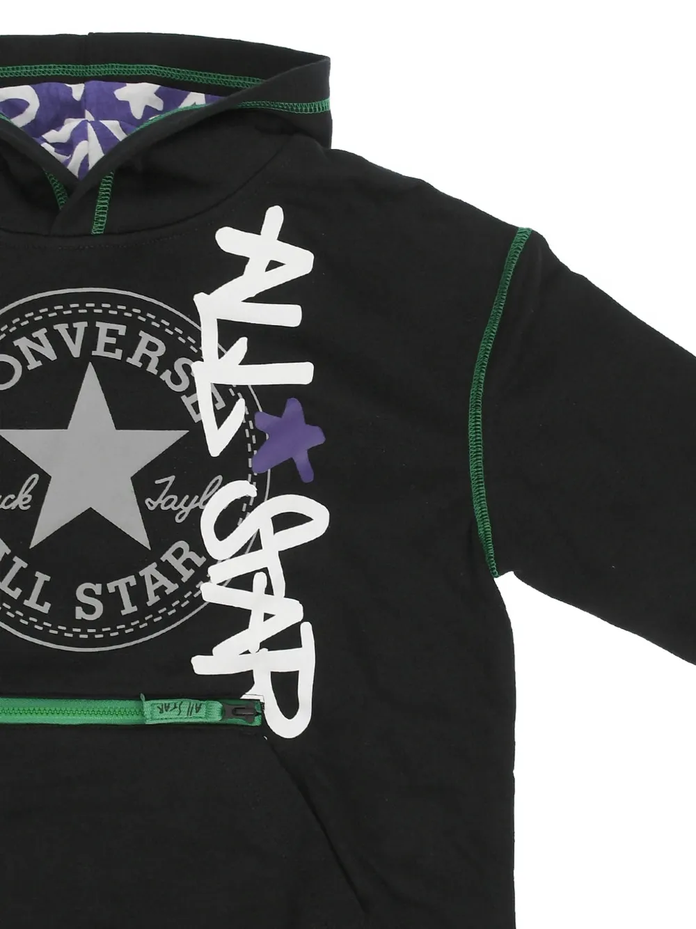 Converse Kids logo-print hoodie Zwart