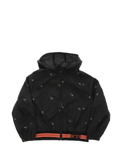 Nº21 Kids palm-print hooded windbreaker