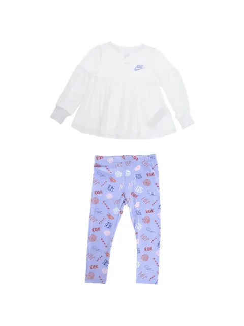 Nike Kids logo-print ruffled T-shirt and leggings set