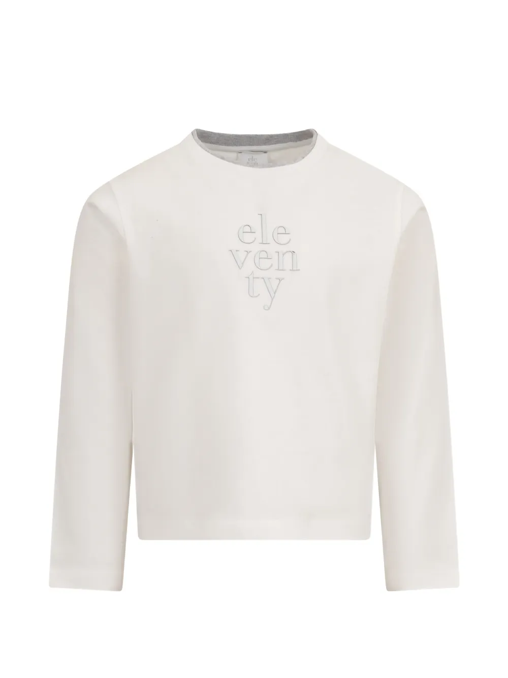 Eleventy Kids logo-print long-sleeve T-shirt - Toni neutri