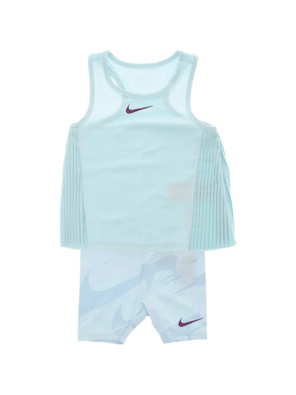 Nike Kids ensemble débardeur et short plissés Dri-FIT à logo imprimé - Bleu
