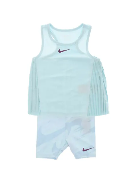 Nike Kids Dri-FIT logo-print pleated tank top and shorts set