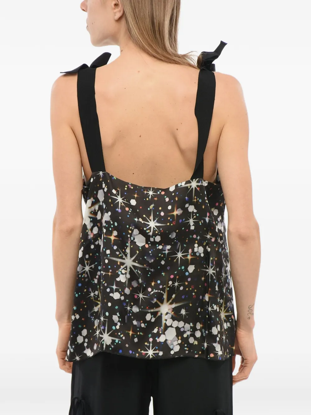 Viktor & Rolf bow-strap printed top Zwart