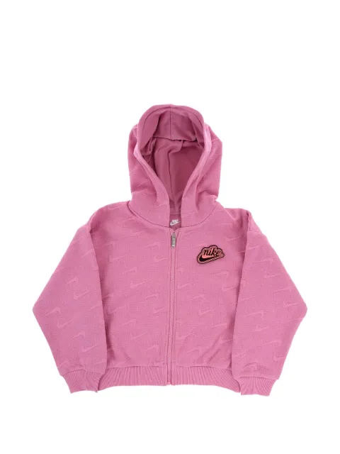 Nike Kids logo-embossed zip-up hoodie