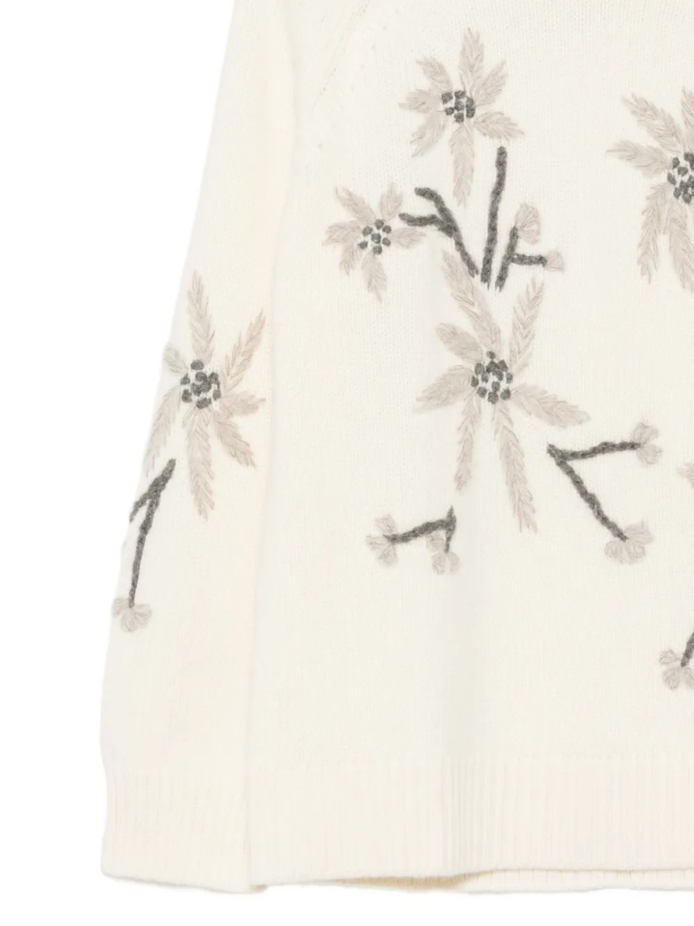 P.A.R.O.S.H. Sweater met geborduurde bloemen en raglanmouwen Beige