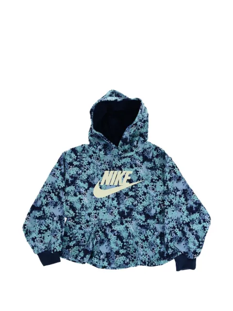 Nike Kids floral-print ruffled hoodie