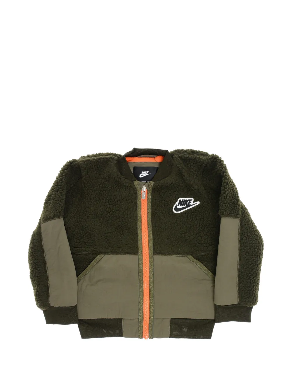 Nike Kids sherpa-fleece panelled bomber jacket Groen