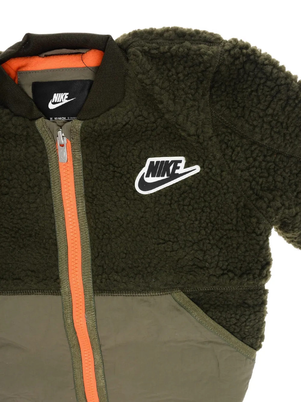 Nike Kids sherpa-fleece panelled bomber jacket Groen