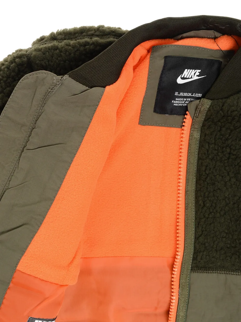 Nike Kids sherpa-fleece panelled bomber jacket Groen