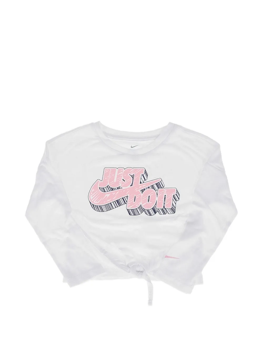 Nike Kids logo-print knotted T-shirt Wit