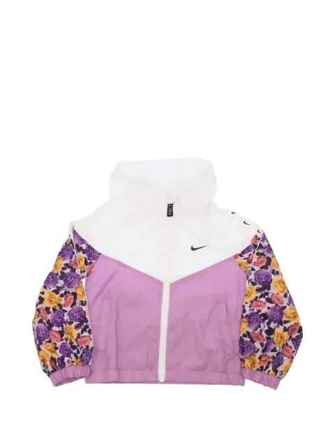 Nike Kids floral-print hooded windbreaker