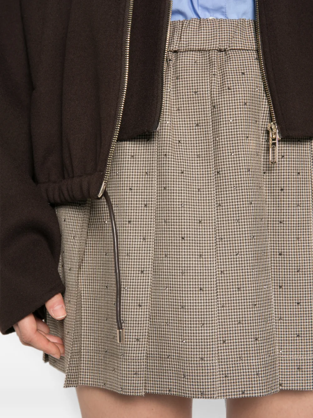 P.A.R.O.S.H. Mini-plooirok verfraaid met kristallen Beige