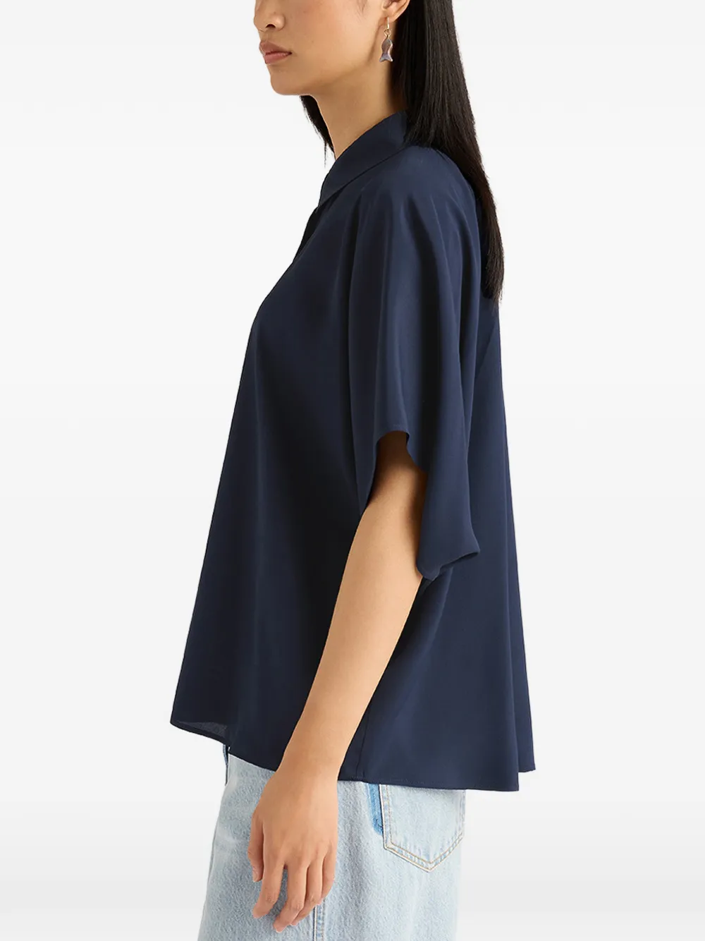 MOMONÌ Brooklyn crêpe blouse Blauw
