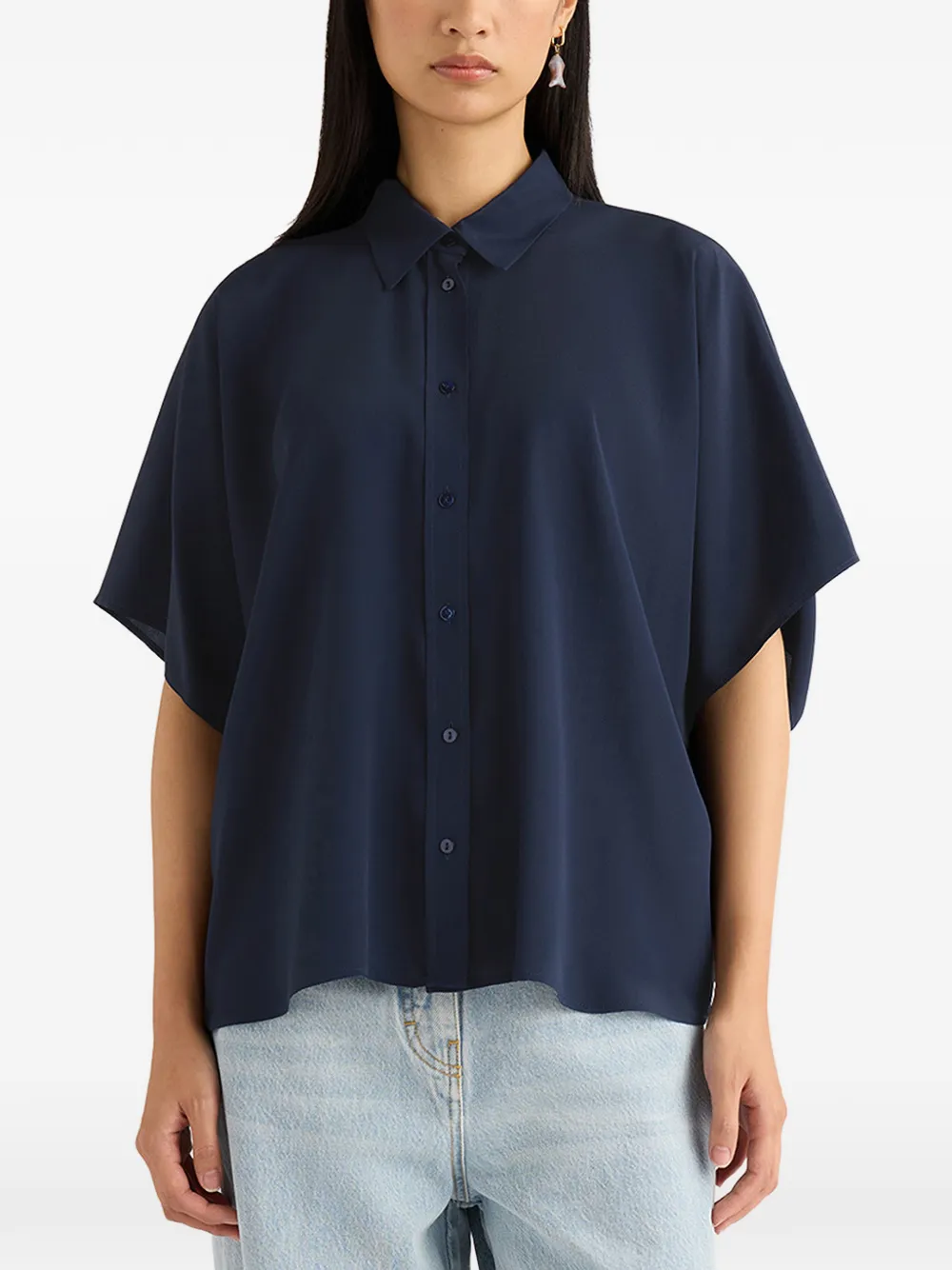 MOMONÌ Brooklyn crêpe blouse Blauw
