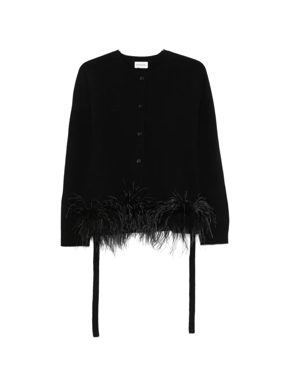 P.A.R.O.S.H. feather-trim cardigan - Schwarz
