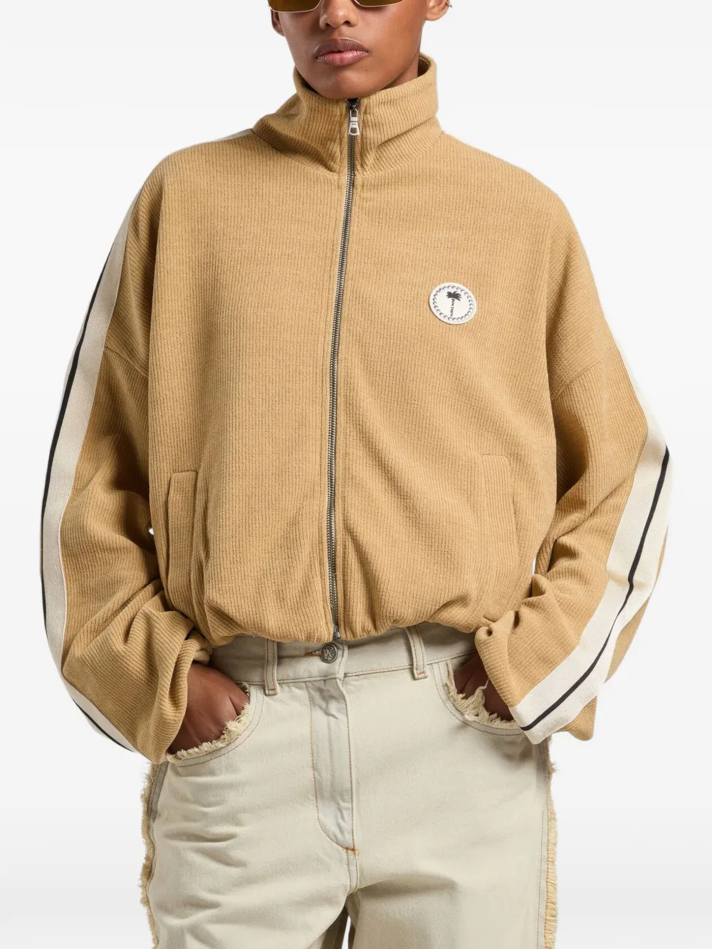 Palm Angels Chenille trainingsjack met streepdetail Beige