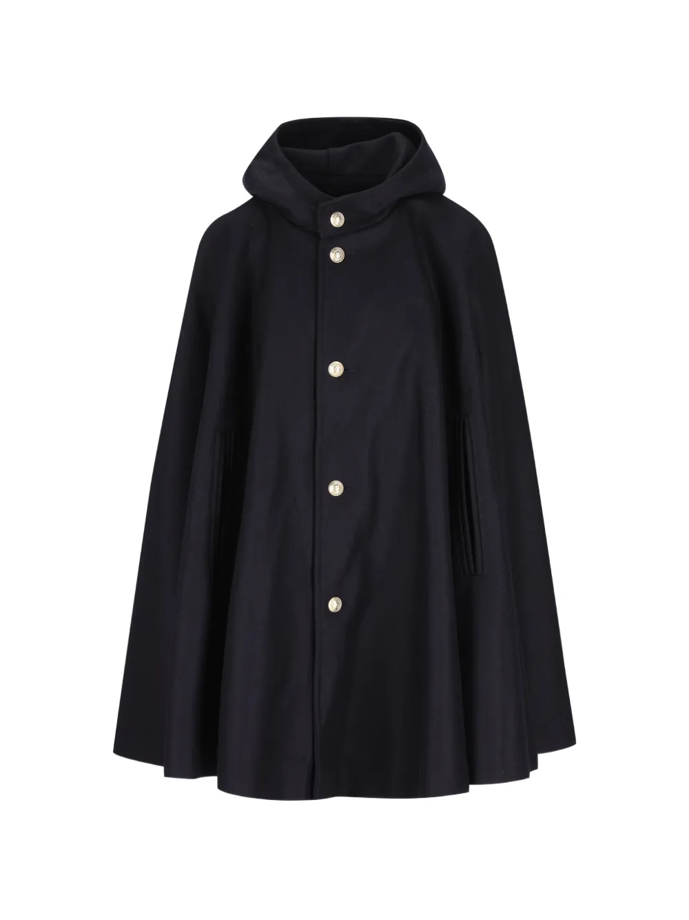 Cini hooded button-up cape - Blau