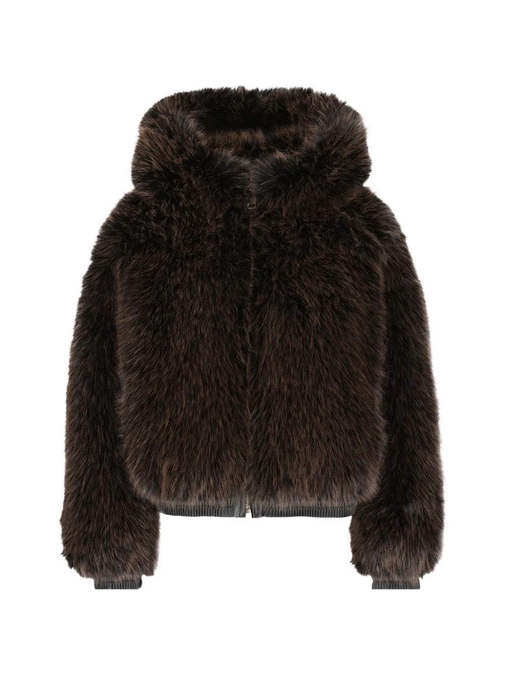 UNCOMMON hooded faux-fur jacket - Braun