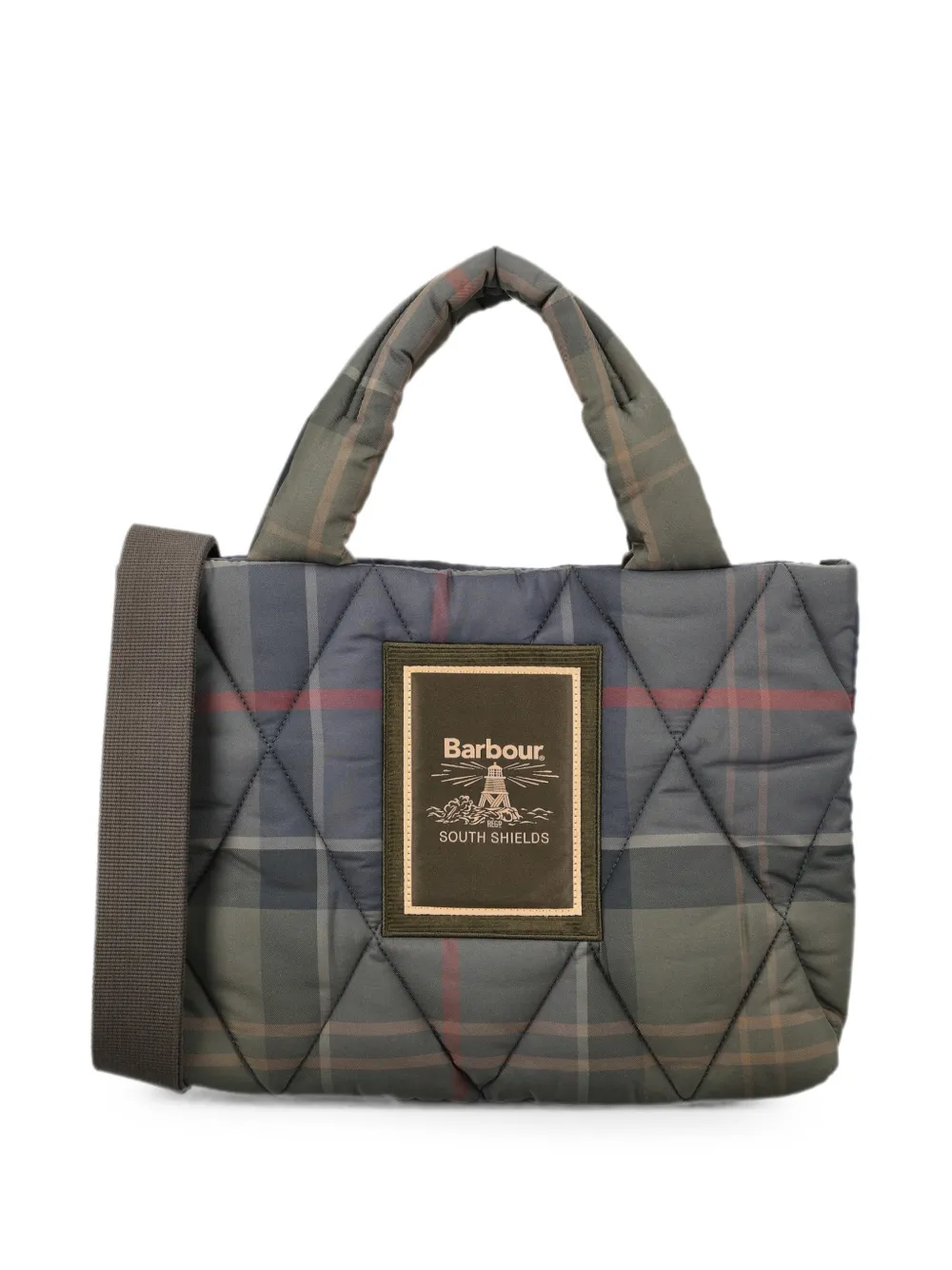 Barbour Tartan Arlene mini quilted tote bag - Verde