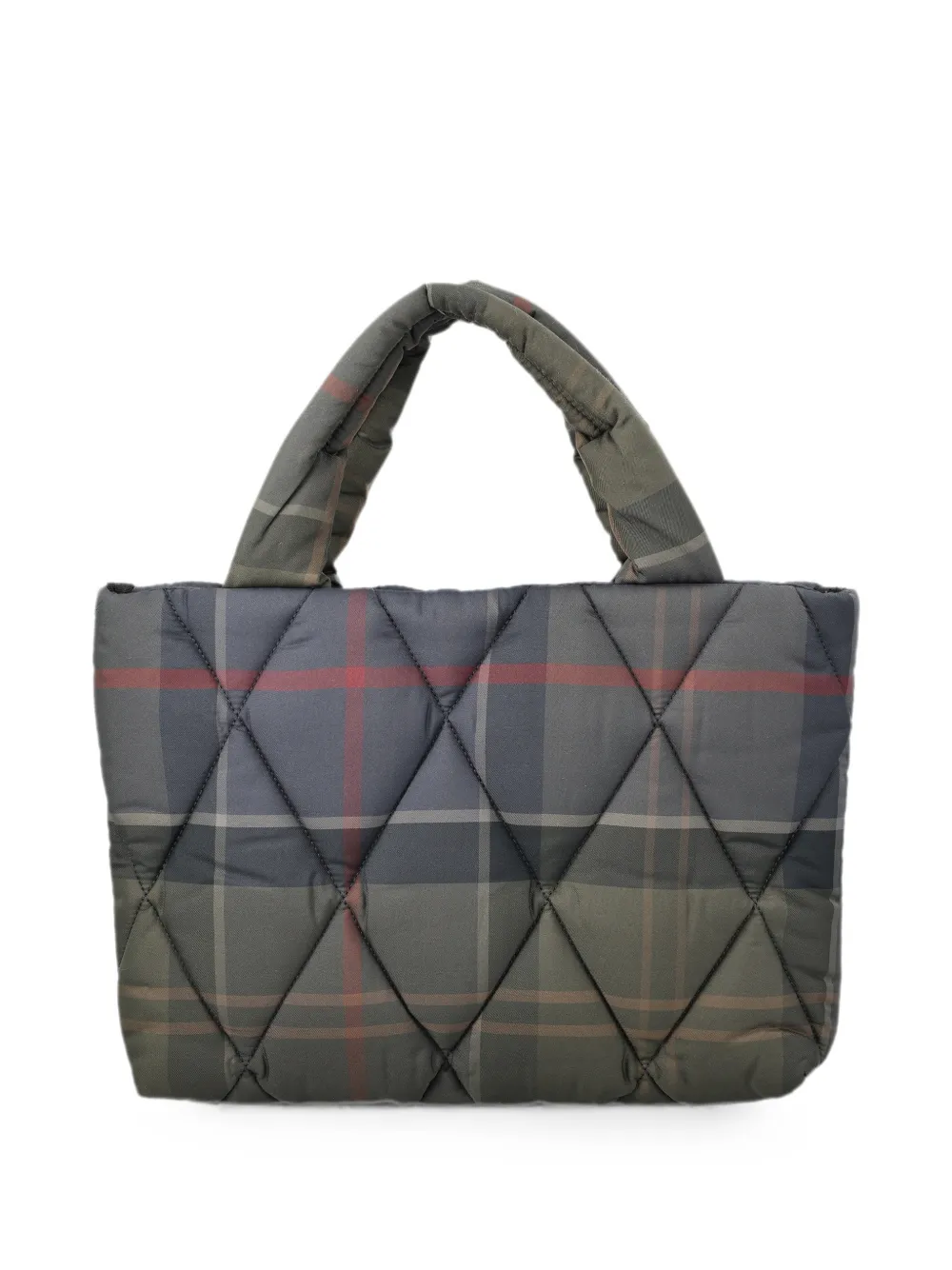 Barbour Arlene gewatteerde mini-shopper met tartan-ruit Groen