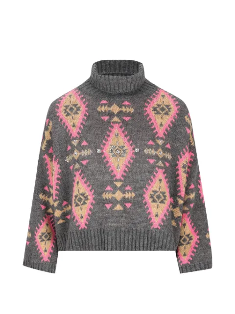 COLOUR MARKET jersey de punto de intarsia con detalles de cristal