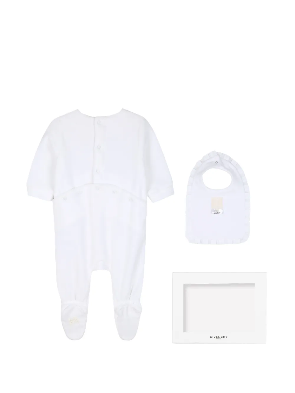 Givenchy Kids Set met geborduurd slabbetje en pyjama Wit