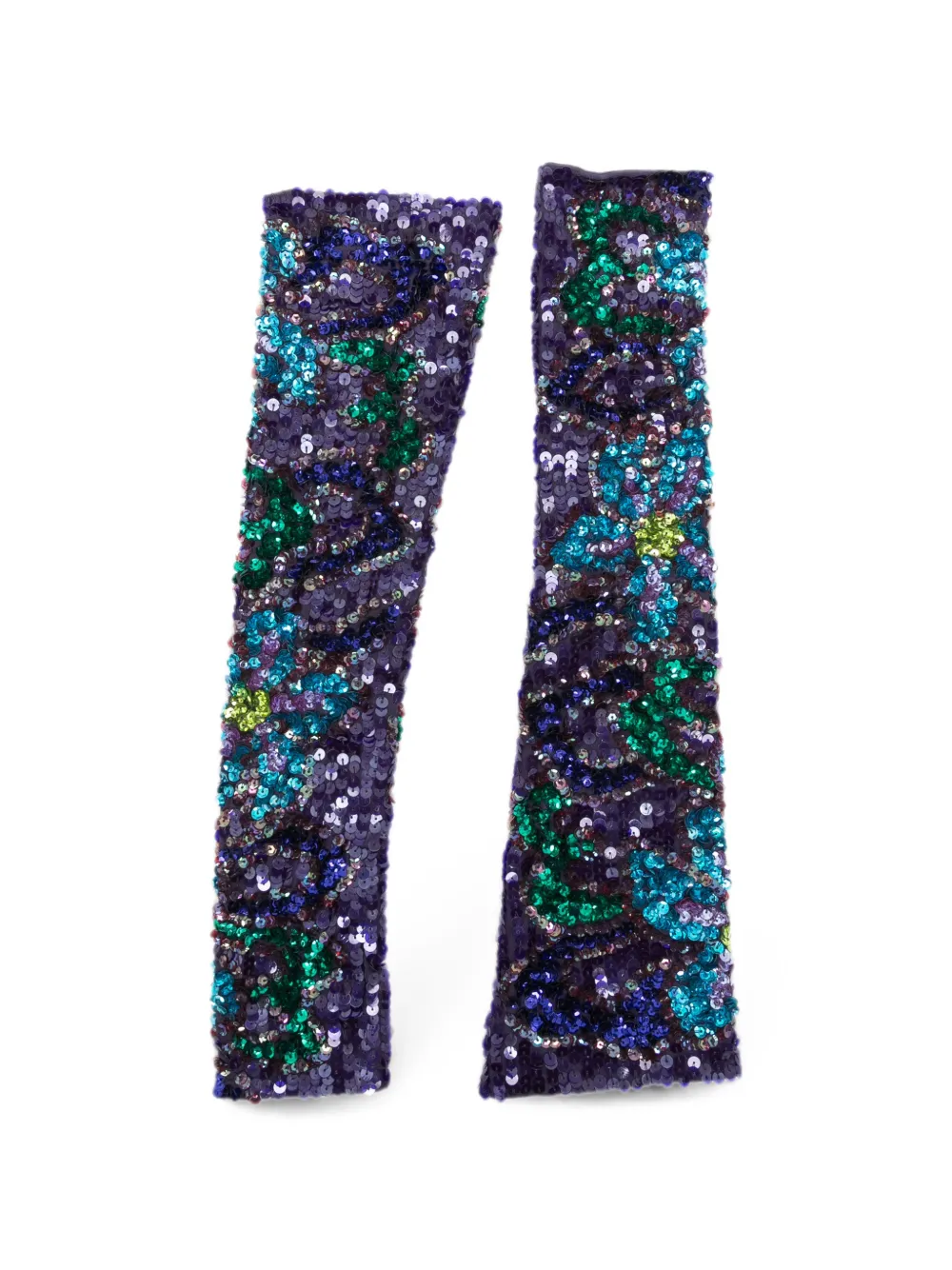 P.A.R.O.S.H. sequin-embellished floral-pattern gloves - Viola