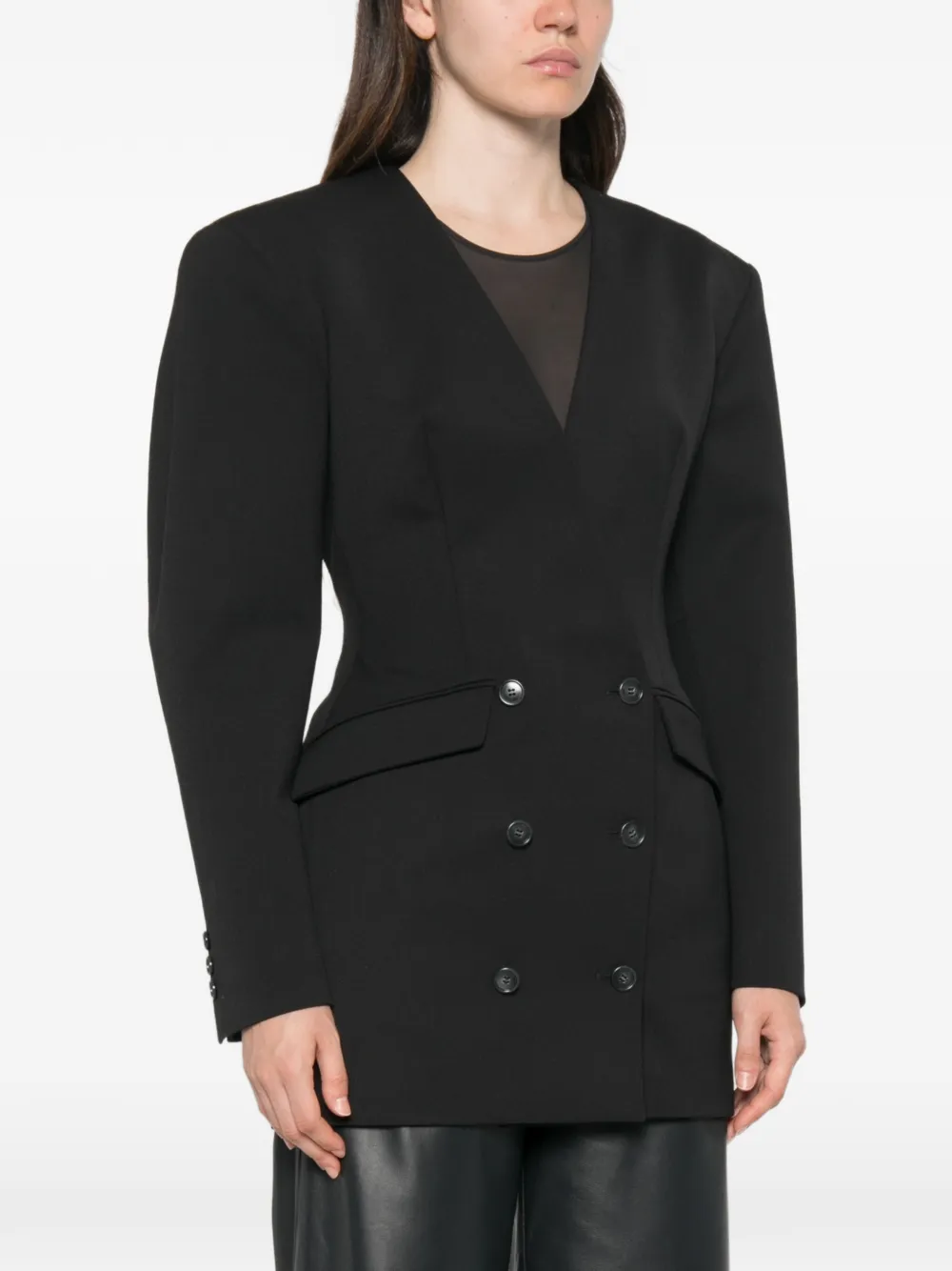 THE ANDAMANE Alexis blazer met dubbele rij knopen Zwart
