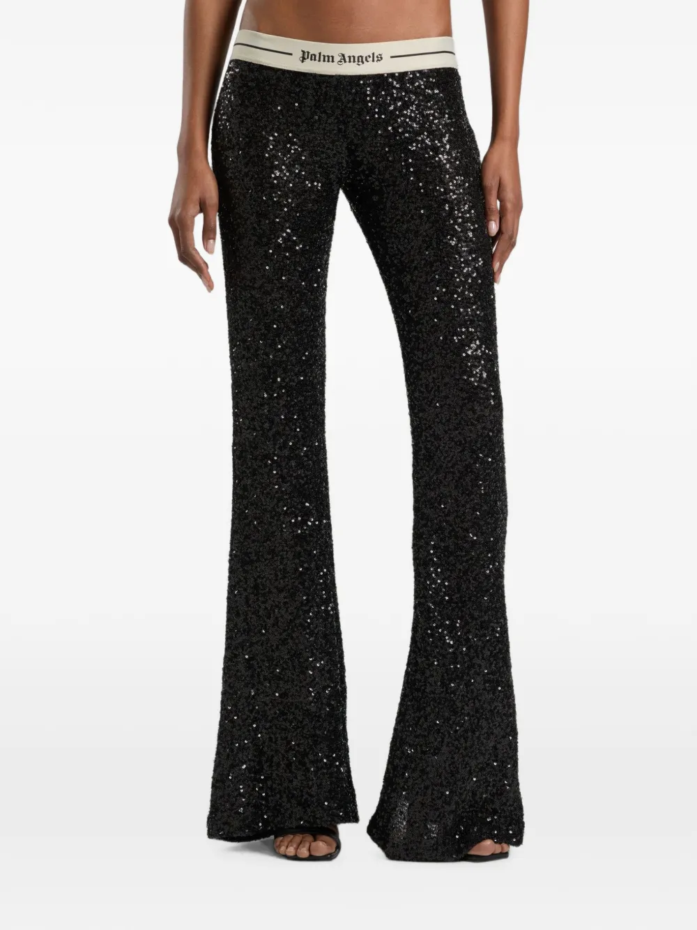 Palm Angels Broek verfraaid met pailletten en logoband Zwart