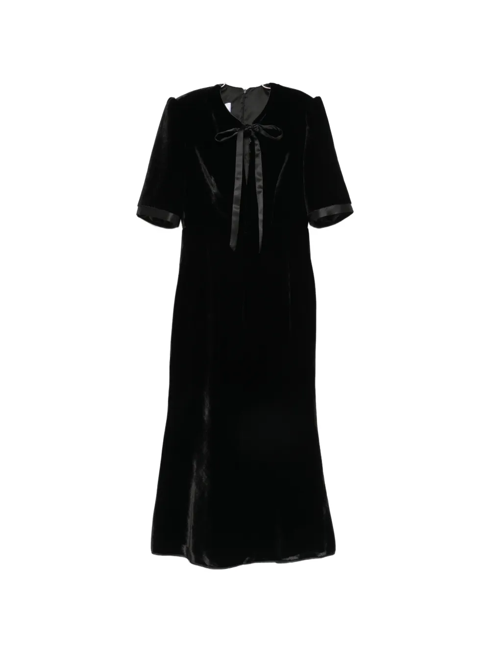 DE SANTIS bow-detail velvet midi dress - Schwarz