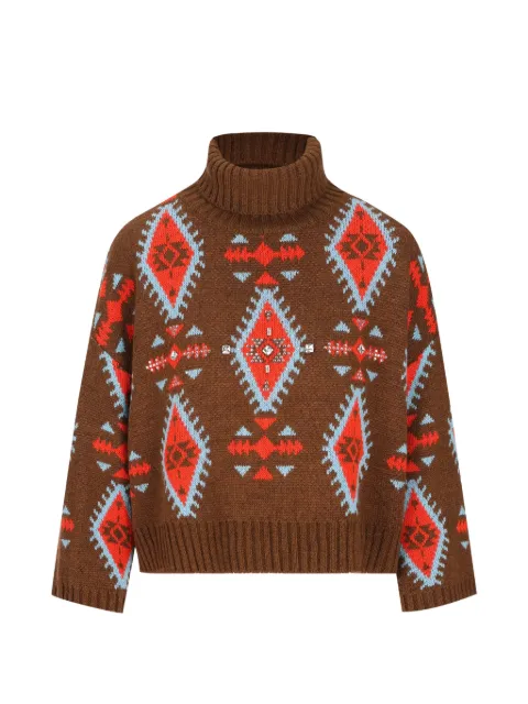 COLOUR MARKET jersey de punto de intarsia con detalles de cristal