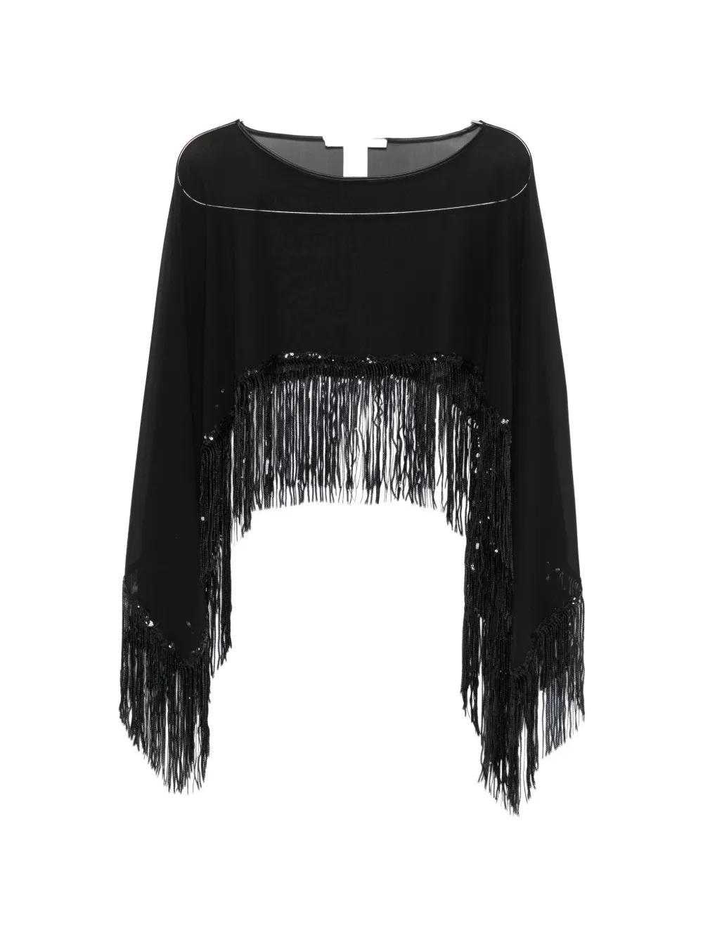 DE SANTIS sequin-embellished fringed cape - Schwarz