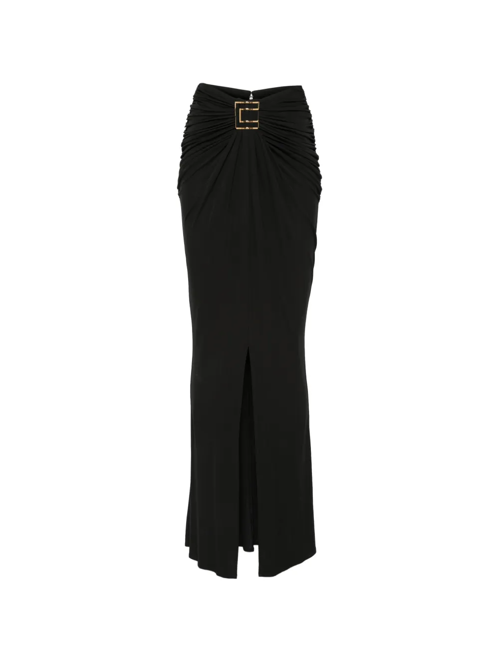 Elisabetta Franchi ruched logo-plaque skirt - Nero
