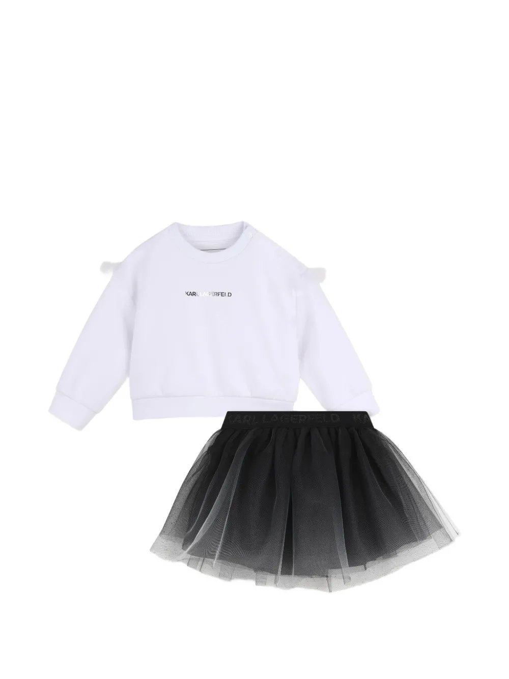Karl Lagerfeld Kids logo-print ruffled skirt and sweatshirt set - Bianco