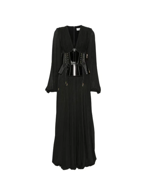 Elisabetta Franchi corset-style pleated maxi dress