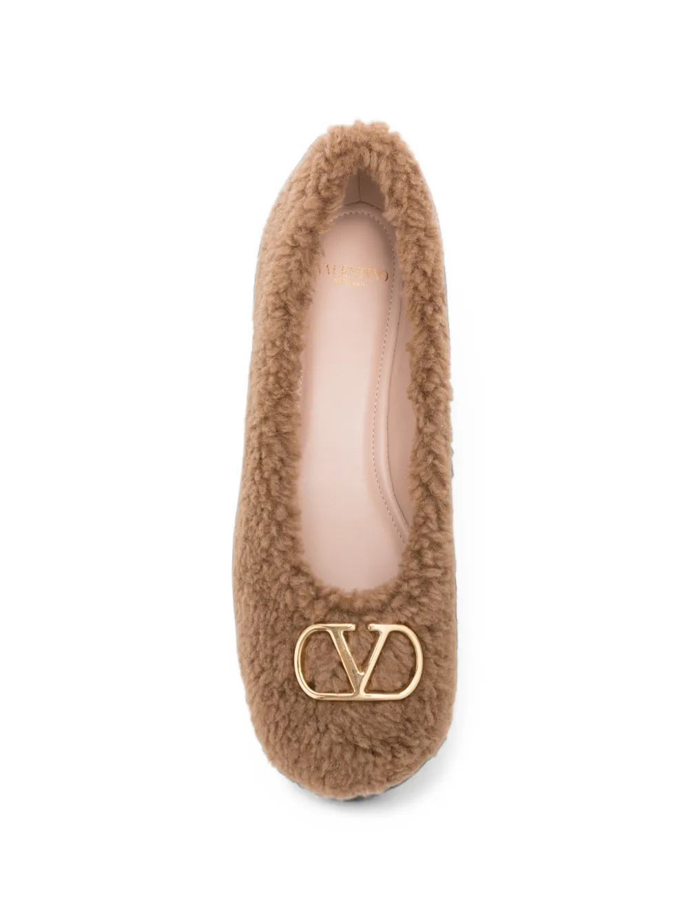 Valentino Garavani Ballerina's met lammy-effect Bruin