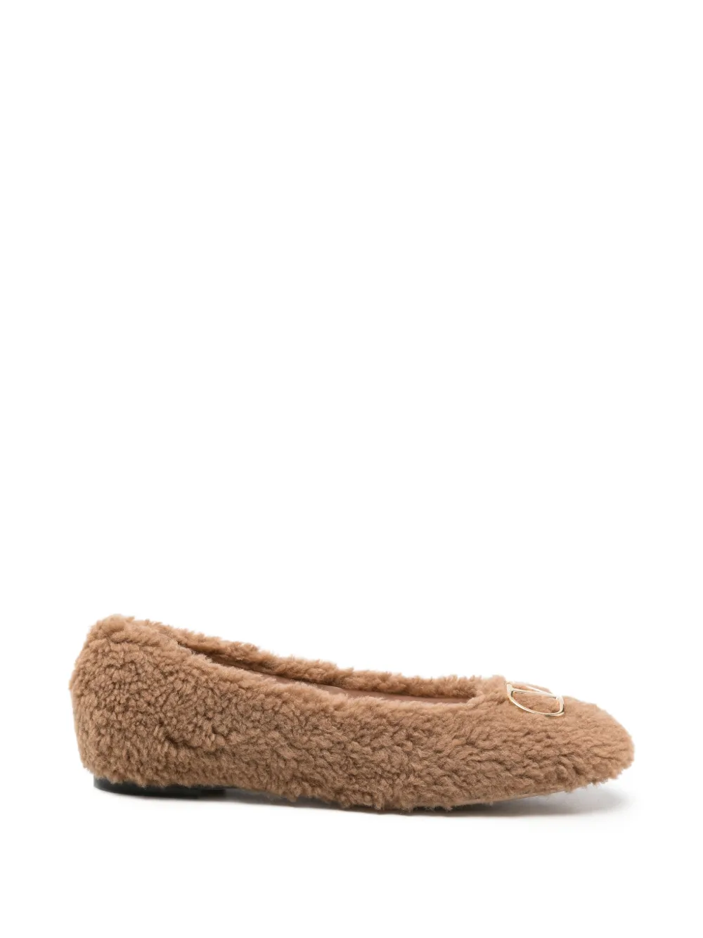 Valentino Garavani shearling-effect ballet flats - Braun