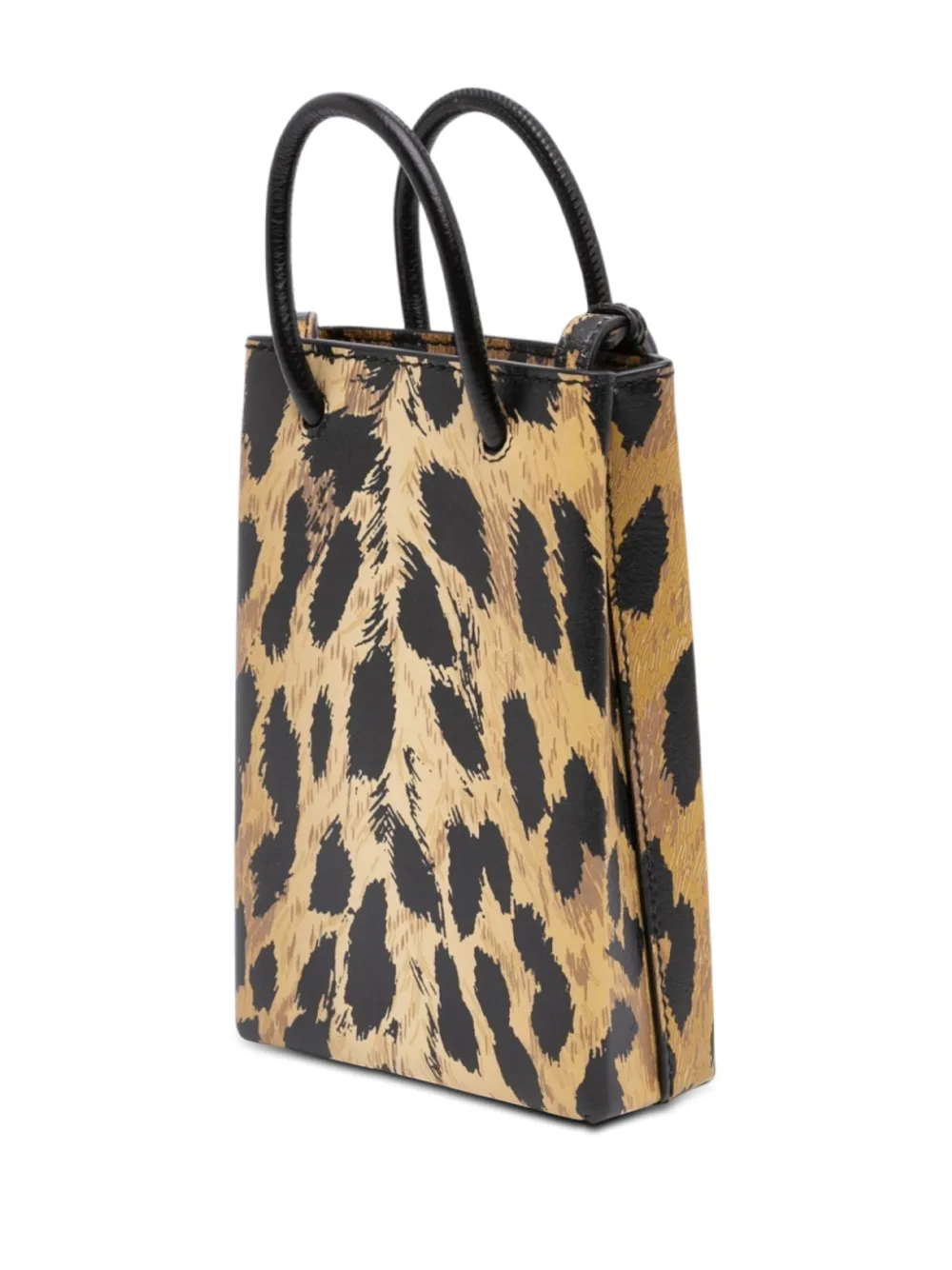 Balenciaga Pre-Owned 2020 Mini Leopard Print Logo Shopping Phone Holder satchel - Braun