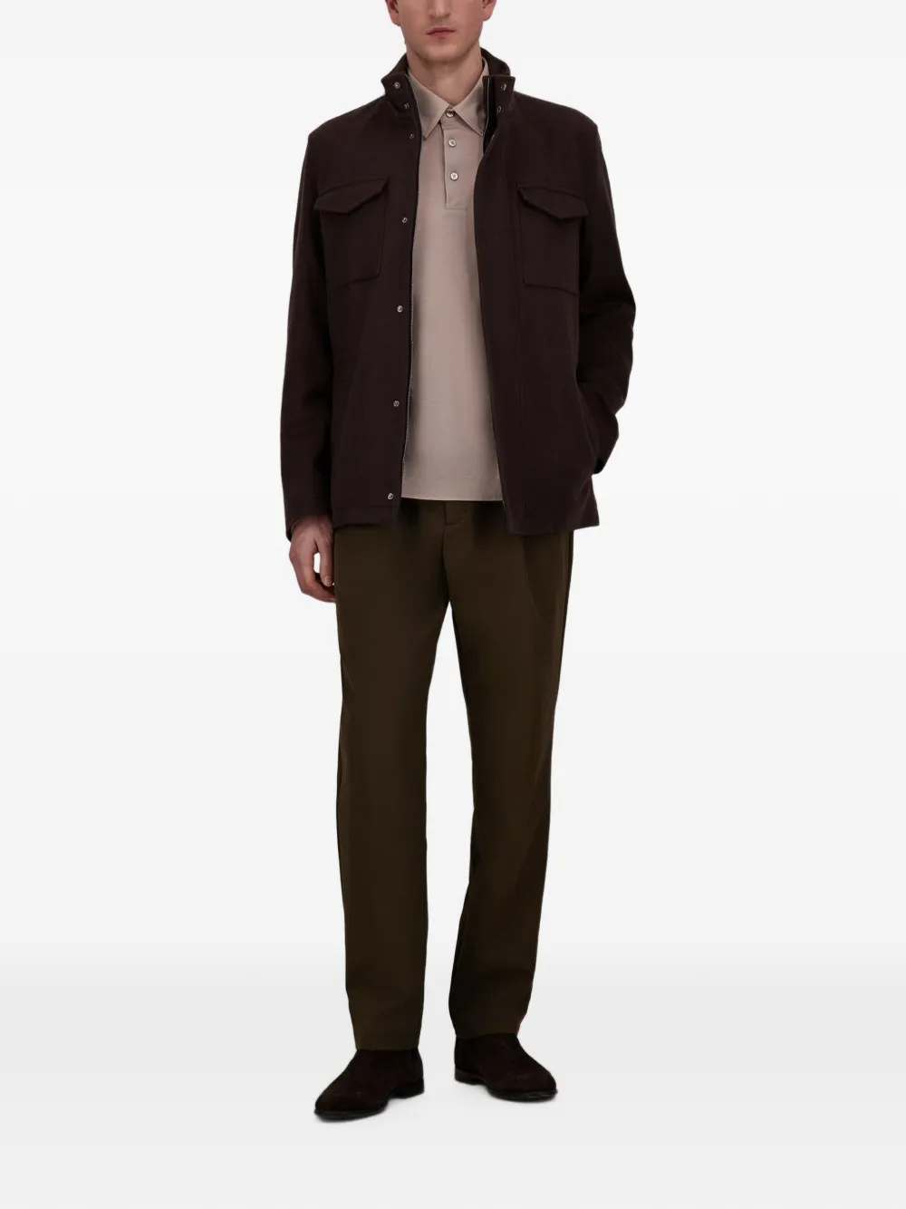 Herno Jack met hoge hals en zakdetail Bruin