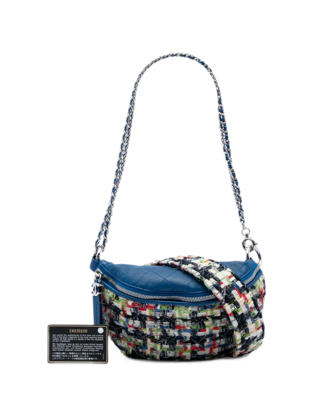 CHANEL Pre-Owned 2017-2018 Tweed and Stitched Calfskin Convertible Waist Bag satchel - Blu