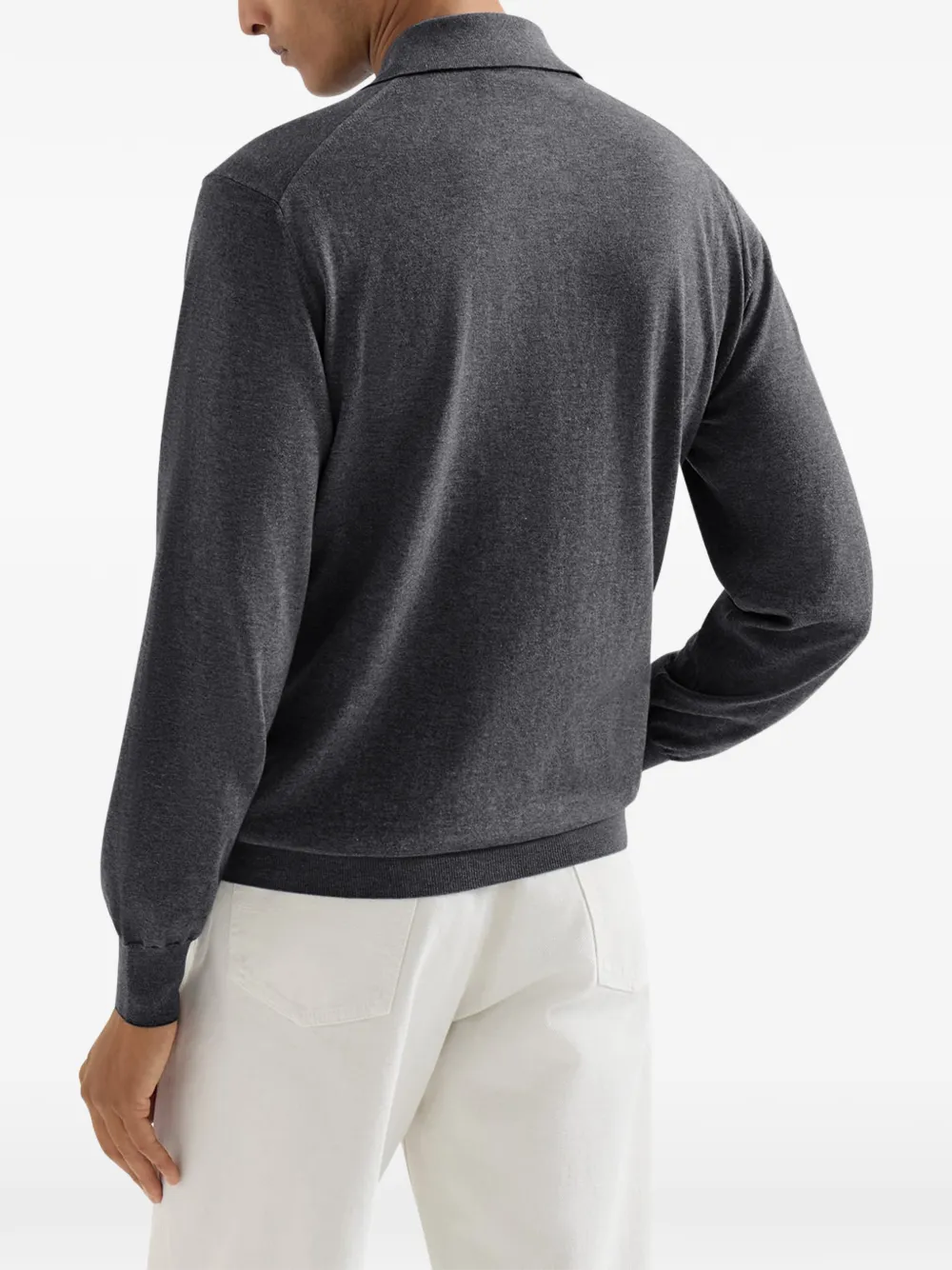 Brunello Cucinelli katoenen lichtgewicht gebreid poloshirt Grijs