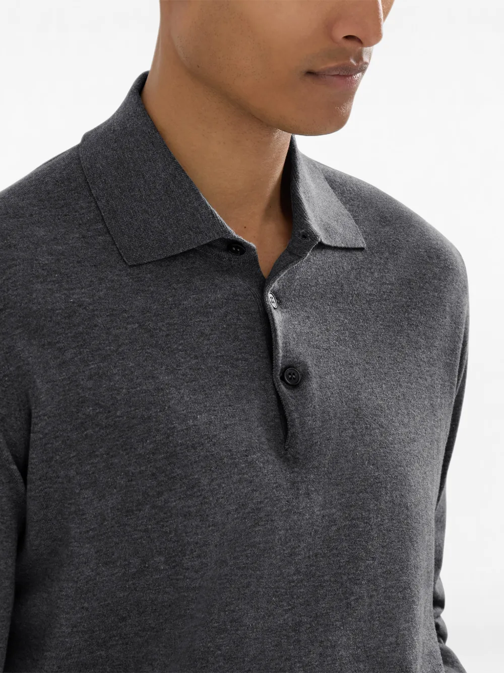 Brunello Cucinelli katoenen lichtgewicht gebreid poloshirt Grijs