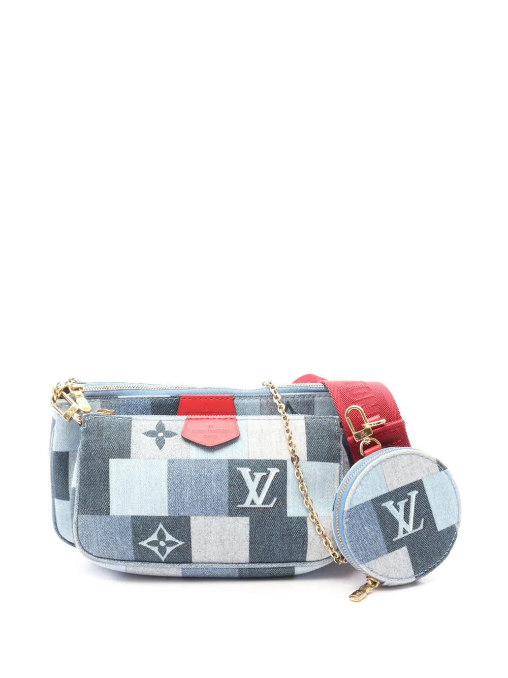 Louis Vuitton Pre-Owned 2019 Monogram Denim Patchwork Multi Pochette Accessoires crossbody bag - Blau
