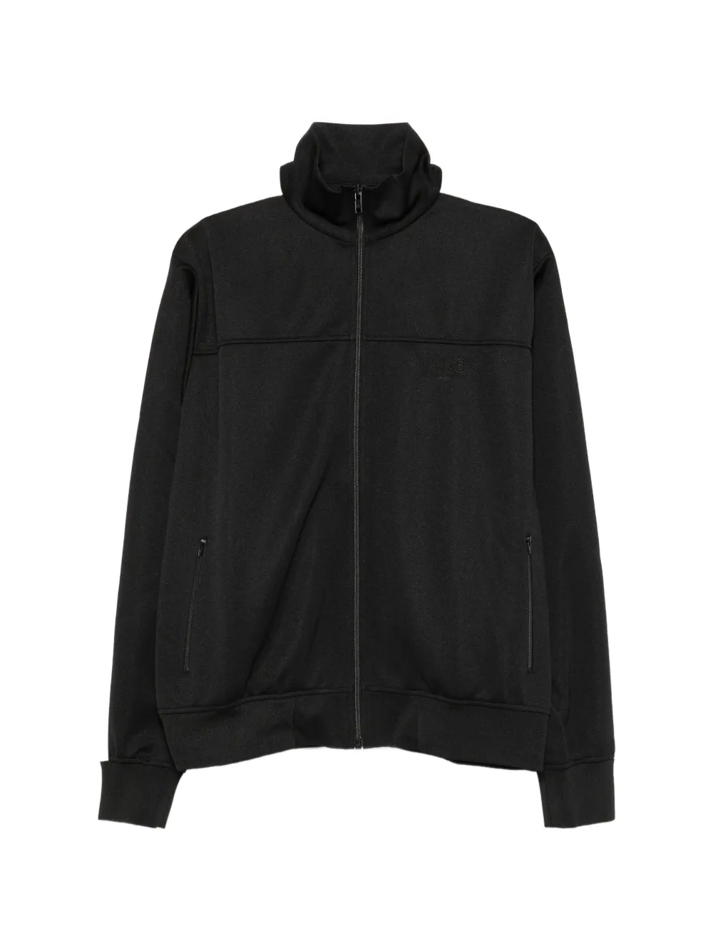 MM6 Maison Margiela Felpa con zip e banda a righe - Nero