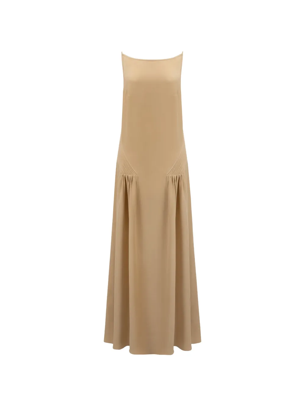 THE ARKOW Vera pleated silk maxi dress - Nude