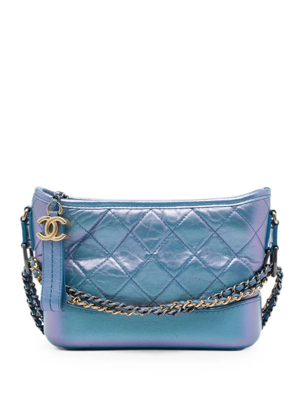 CHANEL Pre-Owned 2019 Small Quilted Iridescent Aged Calfskin Gabrielle Hobo crossbody bag - Blau
